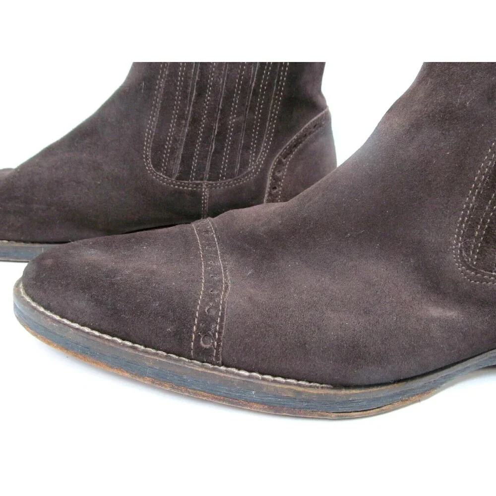 Johnston & Murphy  Suede Captoe Chelsea Ankle Boots US 11.5 M 1850 Mend Brown